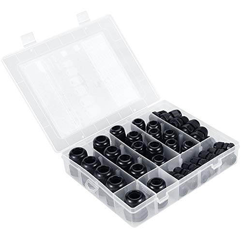 MAKERELE 45PCS Cable Gland Kit Plastic Waterproof Adjustable 3-15mm Cable Glands Joints,Black Black Cable gland kit - NewNest Australia