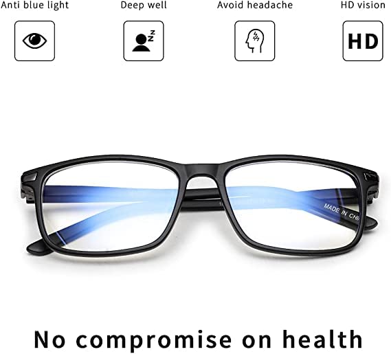 Vecien Blue Light Filter Glasses Computer Glasses PC Gaming Anti UV400 Women and Men Without Strength Anti-Reflective Black (2 Packs, C1+C3) - NewNest Australia