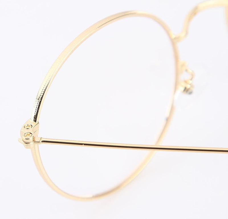 sigaer glasses nerd glasses retro round unisex metal frame glasses frame decorative glasses 140x50mm gold - NewNest Australia