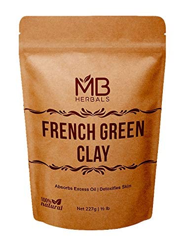 MB Herbals French Green Clay 227g | (8oz / Half Pound) | 100% Pure Montmorillonite Clay | Absorbs Excess Oil | Detoxifies Skin | Highly Recommended For Oily Skin - NewNest Australia