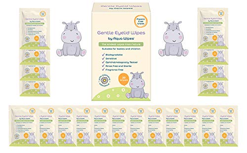 Aqua Wipes Gentle Eyelid Wipes - Vegan, Sensitive, Biodegradable Wipes with Soothing Camomile, Suitable for Babies, Children and Newborns (20 Single-Use Wipes) - NewNest Australia