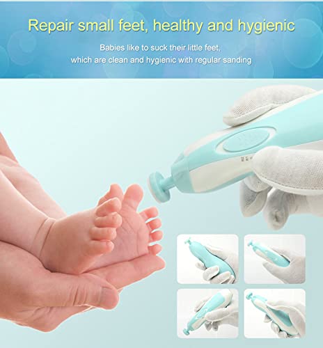 Electric Nail File Drill for Baby No Sharp Claws Hurt, 6 in 1 Safety Cutter Trimmer Clipper for Toes and Fingers (Blue) - NewNest Australia