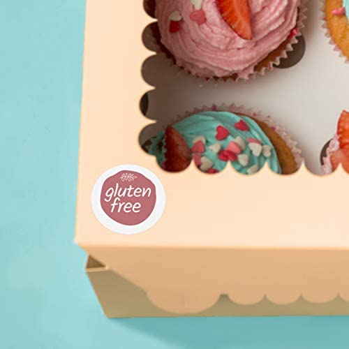 Rose Pink Gluten Free Stickers / 1" 500 Circle Labels/Chic Design with Foliage Aesthetic - NewNest Australia