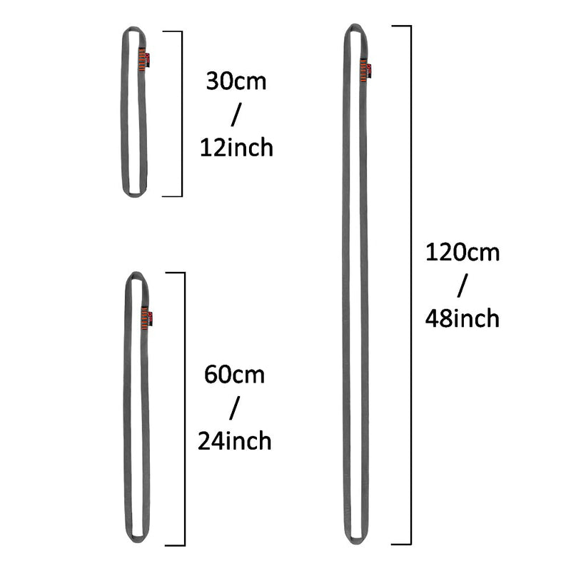 GM CLIMBING 16mm Nylon Sling Runner 22kN / 4950lbf CE UIAA Certified Gray 60cm / 24inch | Pack of 3 - NewNest Australia