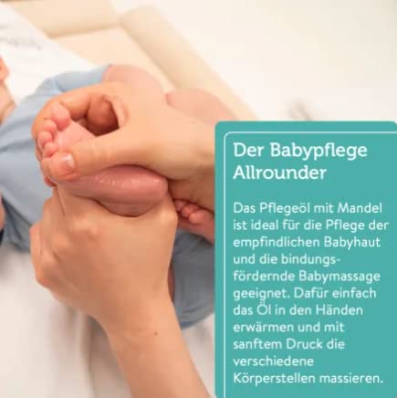 Mabyen Organic Baby Oil Almond | Baby Almond Oil Ideal For Baby Care And As Baby Massage Oil - 200 Ml In Practical Pump Bottle - Strengthens The Connection Between You And Your Baby - NewNest Australia