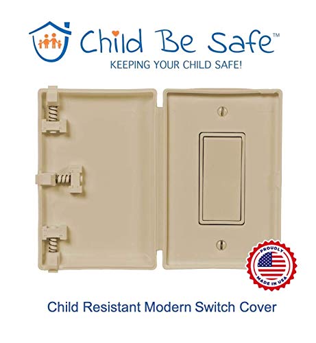 Child Be Safe, Baby Toddler Pet Resistant Electrical Safety Cover Guard for Home and Business, Compatible with Decora Leviton Legrand, Made in USA, Modern Wide Rocker Light Switch (Ivory, Single Unit) Ivory - NewNest Australia