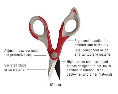 Jonard JIC-186 Kevlar Ergonomic Fiber Optic Cutter, 6" Length Standard Kevlar Cutter - NewNest Australia