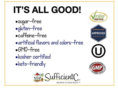 Sufficient-C High Dose Non-GMO Vitamin C Lemon Peach Immune-Ade Drink Mix, Convenient 125 Grams - with L-lysine, Bromelain and a Premium 96% Pure Green Tea Extract - immune, thyroid and adrenal and collagen support for healthy skin - UTI, acne, cold an... - NewNest Australia