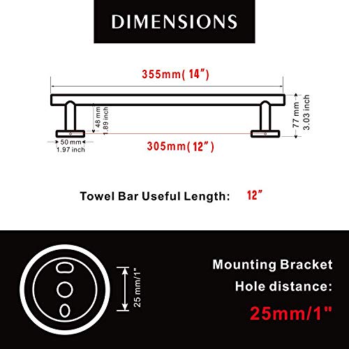 MARMOLUX ACC 12 Inches Hand Towel Holder Bathroom Hardware Chrome Towel Bar Towel Rack Towel Hanger Stainless Steel Wall Mount Bathroom Accessories Polished Chrome 12" - NewNest Australia