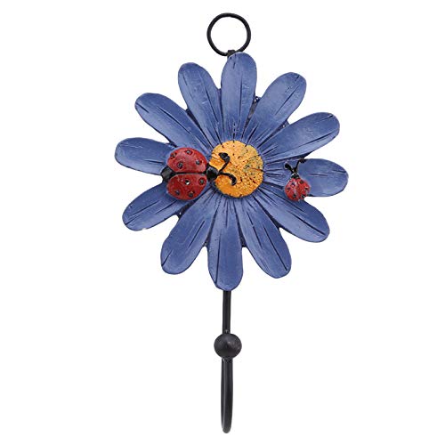 NewNest Australia - Gaobei Creative Daisy Resin Wall Hooks Wall Mounted Art Flower Iron Hook Hand-Painted Hanging Coat/Hat/Key/Towel Hooks Home Decoration(Set of 4) Flower 4pcs 