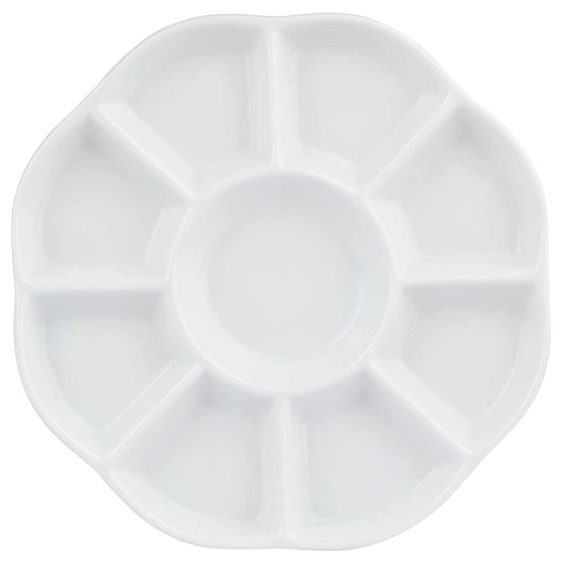 MEEDEN 9-Well Studio Porcelain Paint Palette Tray,Artist Mixing Colour Tray by 7-7/8 Inches for Watercolor Gouache Painting,Round,White - NewNest Australia