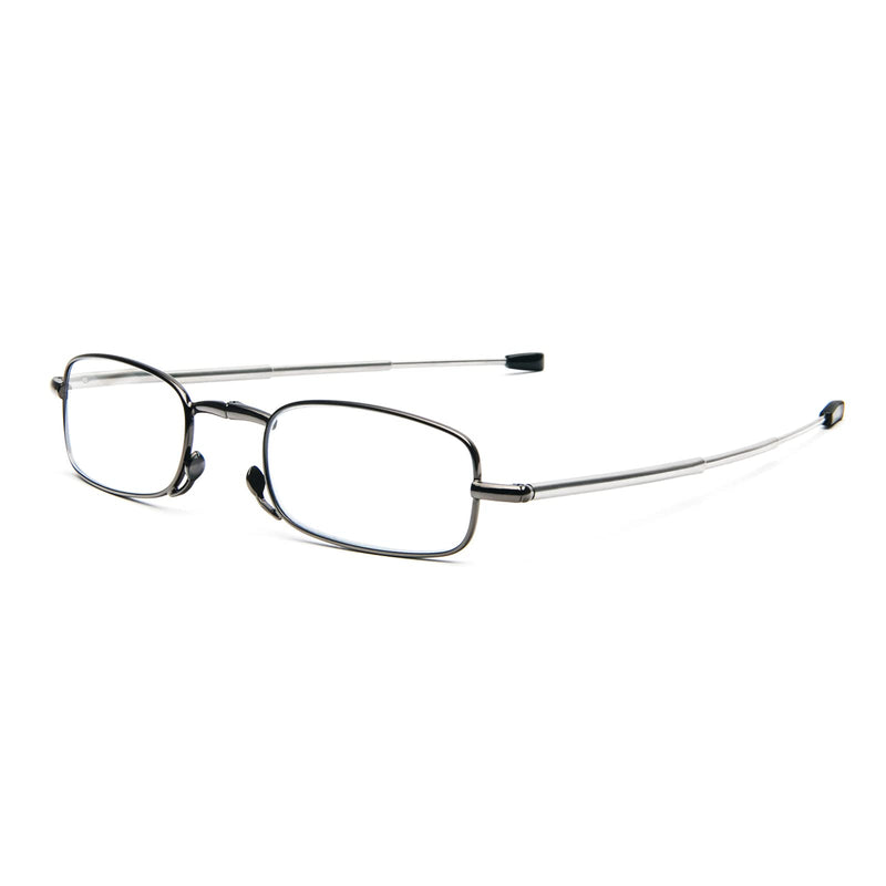 KoKoBin Foldable Reading Glasses Made of Stainless Steel Mini Anti-Blue Vision Aid for Men and Women Reading Aid with Hard Case (Grey, +1.5) Gray +1.5 - NewNest Australia