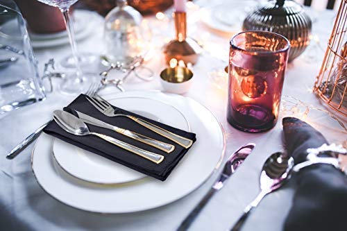 NewNest Australia - Ruvanti Black Cloth Napkins 12 Pack (18" X18"), Black Linen Napkins - Soft,Durable,Comfortable &Reusable Poly Cotton Napkins -Everyday Use Perfect Cocktail Napkins/Dinner Napkins/Table Napkins. 