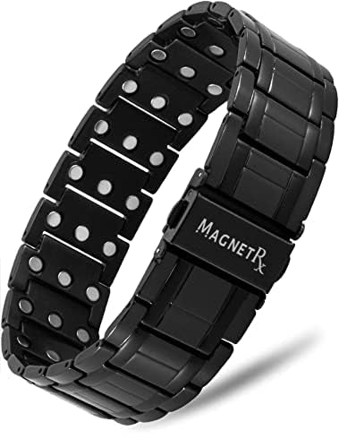 Magnetrx Titanium Magnetic Bracelet For Men With Triple Strength - Magnetic Bands With High-Quality Folding Clasp And Adjustable Length With Sizing Tool (Black) - NewNest Australia
