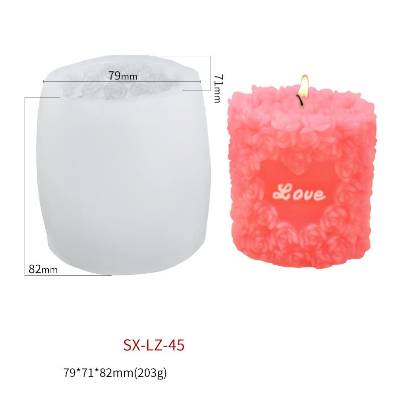 Rose Cylinder Candle Mold Cylinder Silicone Mold for Candle Cylinder Resin Mold 3D Candle Silicone Mold Cylinder Soap Epoxy Resin Mold Decoration Mold Plaster Candle Aroma Soap Chocolate Mold LZ-45 - NewNest Australia