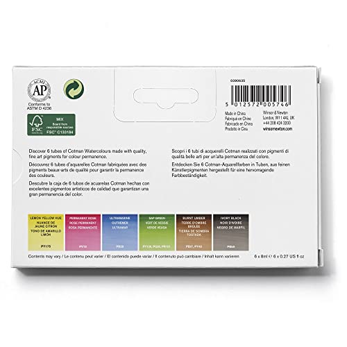 Winsor & Newton Cotman Water Colour Paint, Set of 6, 8ml Tubes 0.27 Fl Oz (Pack of 8) - NewNest Australia