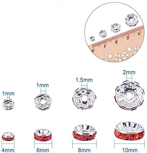 Allb 100Pcs Rondelle Spacer Beads 4mm Silver Plated Czech Crystal Rhinestone for Jewelry Making Loose Beads for Bracelets Light Blue - NewNest Australia