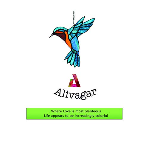 NewNest Australia - Alivagar Stained Glass Bird Window Hangings SunCatcher, 9" x 7 1/2" 