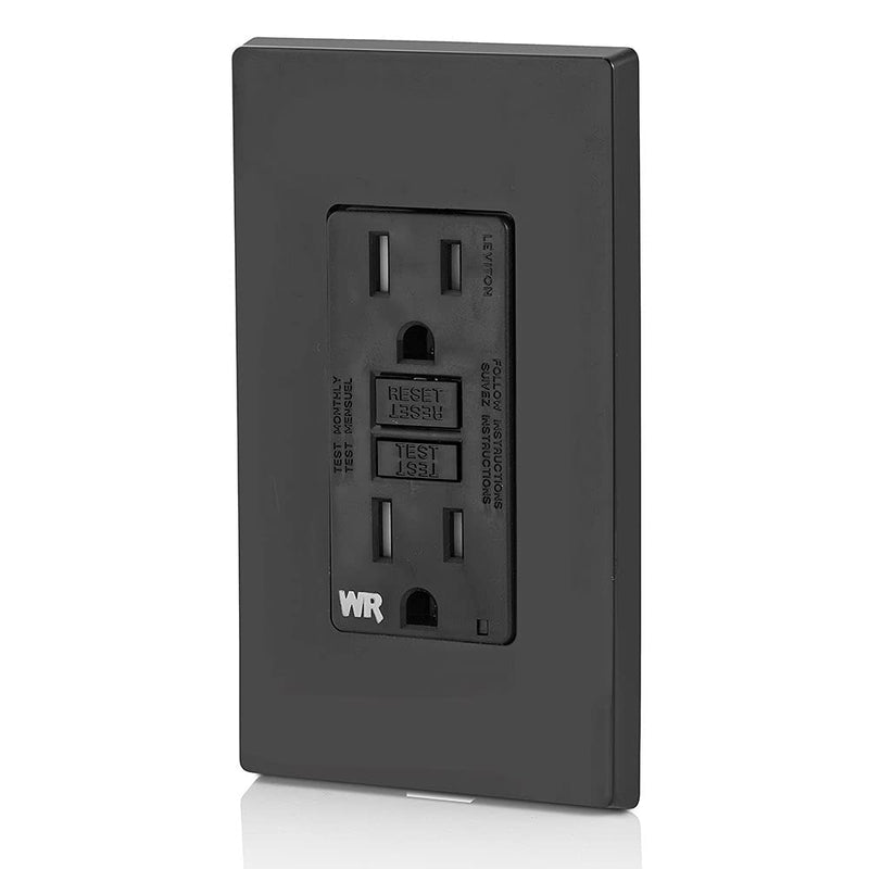 Leviton GFWT1-E Self-Test SmartlockPro Slim GFCI Weather-Resistant and Tamper-Resistant Receptacle with LED Indicator, 15 Amp, Black - NewNest Australia