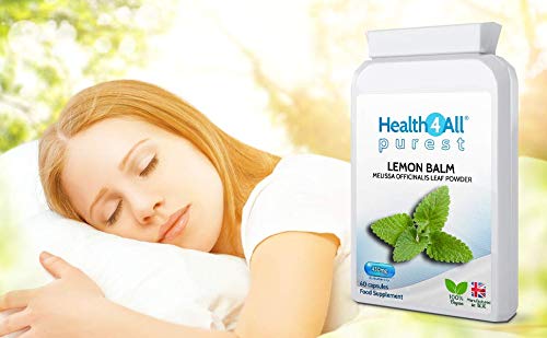 Lemon Balm 450mg 60 Capsules (V) .(not Tablets) Purest- no additives, Vegan. Melissa for Anxiety, Stress and Sleep. Made in The UK by Health4All 60 Count (Pack of 1) - NewNest Australia