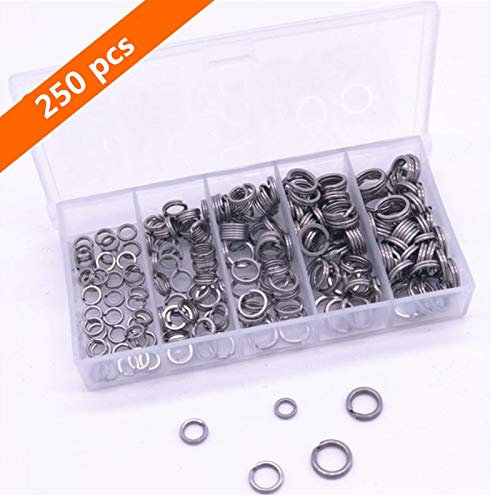 Pack of 252pcs Heavy Duty Stainless Steel Split Rings and Plier Set, Open Jump Rings and Fishing Plier Tool Kit for Saltwater Fishing Lure Connector, Jewelry Making Findings, Small Key Rings - NewNest Australia