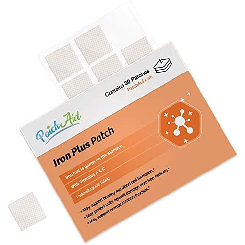 Patch Aid Iron Plus - 30 Daily Topical Patches. 100% Natural & Vegan. Allergy & Filler Free. High Absorption and More bioavailable. Suitable for Sensitive stomachs & bariatric. - NewNest Australia