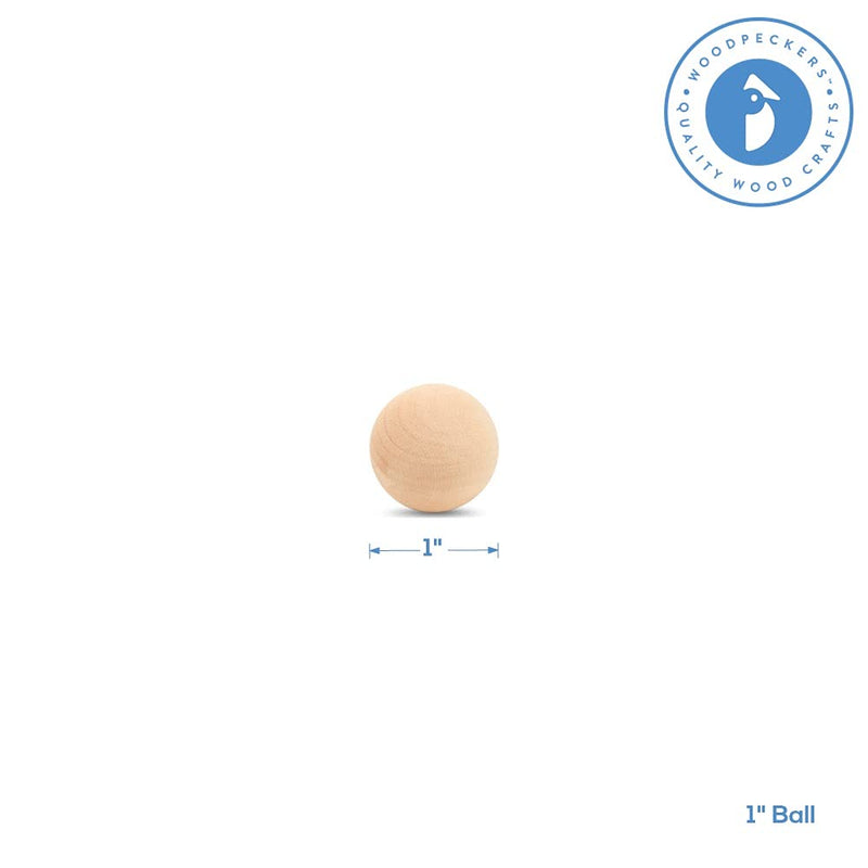 1 inch Wooden Round Ball, Bag of 100 Unfinished Natural Round Hardwood Balls, Smooth Birch Balls, for Crafts and DIY Projects (1 inch Diameter) by Woodpeckers 1 Inch Pack of 100 - NewNest Australia