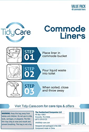 TidyCare Commode Liners for Bedside Portable Toilet Chair Bucket | Value Pack of 48 Disposable Waste Bags for Adults | Universal Fit 1 - NewNest Australia