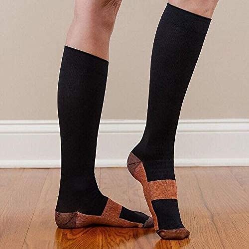 4 Pairs Copper Compression Socks for Men & Women 15-20 mmHg Medical Graduated Compression Stockings for Sports Running Plantar Fasciitis Nurses Shin Splints Diabetic S-M Black - 4pairs - NewNest Australia