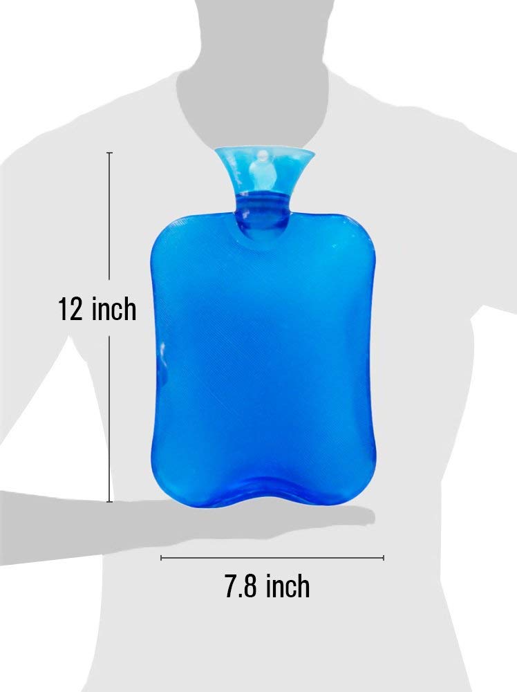 Attmu Rubber Hot Water Bottle with Cover Knitted, Transparent Hot Water Bag 2 Liter- Blue - NewNest Australia
