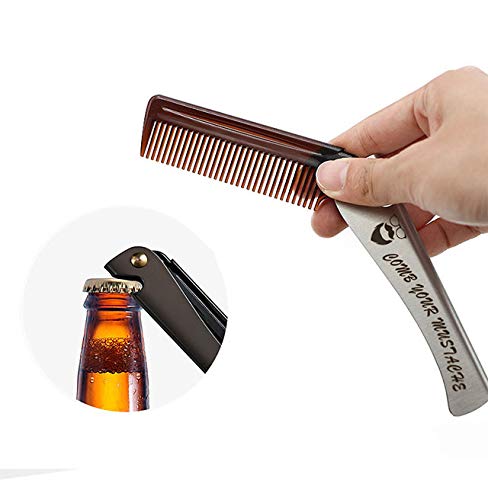 Hair and beard comb, stainless steel comb, mustache shaping comb, pocket beard comb, for men, sliver - NewNest Australia