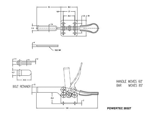 POWERTEC 20327 Quick Release Horizontal Toggle Clamp w Rubber Pressure Tip - Hold Down Hand Tool 300 lb Holding Capacity, 201B -4PK 4 Pack - NewNest Australia