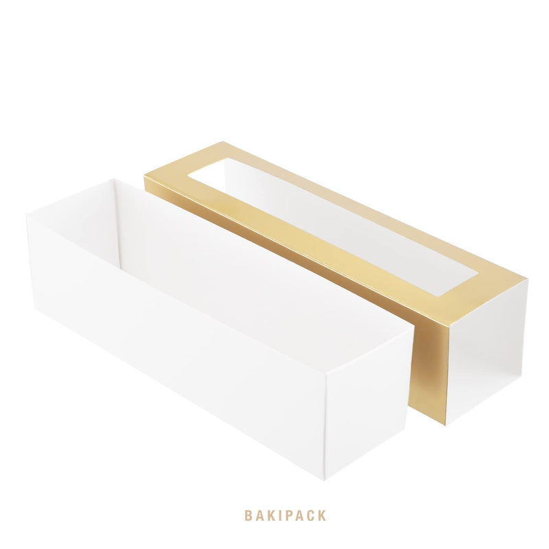 BAKIPACK 25 Macaron Boxes for 6 Macarons Gold Macaron Boxes with Interior Measurement 7.3" x 1.9" x 1.9" Macarons Gift Box with Clear Window (without Macaron inside) - NewNest Australia