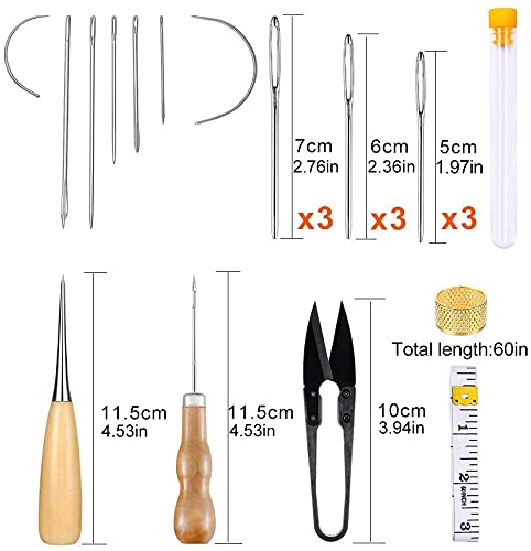 Leather Sewing Kit, Leather Working Tools and Supplies, Leather Working Kit with Large-Eye Stitching Needles, Waxed Thread, Leather Upholstery Repair Kit, Leather Sewing Tools for DIY Leather Craft - NewNest Australia