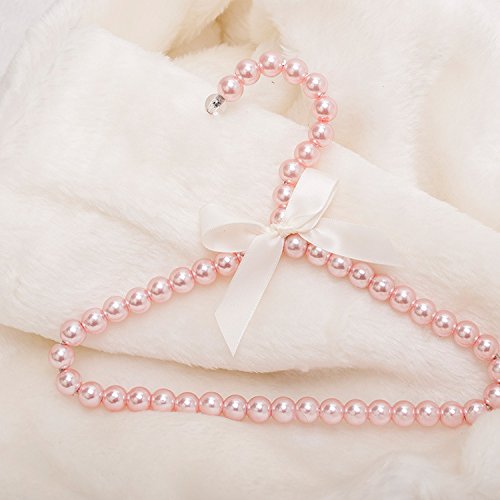 NewNest Australia - Bueer 5 Pack Pearl Beads Metal Elegant Rosette Clothes Hangers For Kids Children Pet Dog (Pink) Pink 