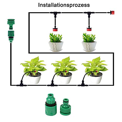 Misting Cooling System,4/7mm Watering Tubing,Misting Nozzle Sprinkler,Faucet Adapter Outdoor Garden Patio Greenhouse Micro Drip Irrigation Kit (5M Watering Set) 5M Watering Set - NewNest Australia