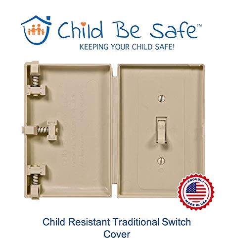 Child Be Safe, Baby Toddler Pet Resistant Electrical Safety Cover Guard for Home and Business, Made in USA, Traditional Standard Toggle Light Switch (Ivory, 1) Ivory Single Unit - NewNest Australia