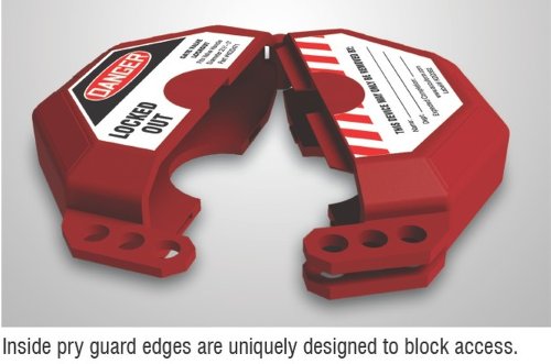 Accuform Signs KDD470 STOPOUT Gate Valve Lockout, Fits Valve Handle Diameter 1" to 2-1/2", Hinged Plastic Clamshell Housing, Red 1" - 2.5" - NewNest Australia