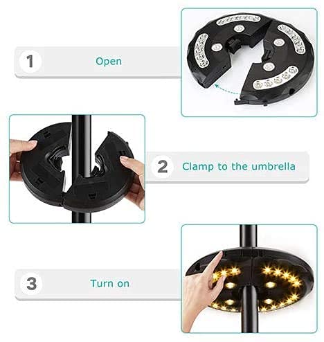 Patio Umbrella Light Warm White 3 Lighting Modes Cordless 24 LED Lights,4 AA Battery Operated Umbrella Pole Light for Patio Umbrellas Camping Tents or Outdoor Use - NewNest Australia