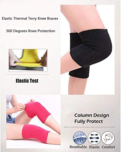 Men Women Thicken Thermal Knee Braces Leg Warmers Winter Breathable Cozy Warm Knee Pads Leg Sleeves Support Protector for Ski Cycling Dance Runing Arthritis Tendonitis, 1 Pair Black&Grey - NewNest Australia