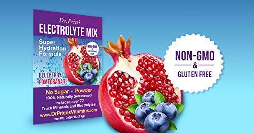 Dr. Price's Vitamins Electrolyte Mix Supplement Powder, 72 Trace Minerals, Potassium, Sodium, Electrolyte Replacement Keto Drink | Blueberry-Pomegranate 30 Packets | No Sugar, Keto, Vegan, Non-GMO - NewNest Australia