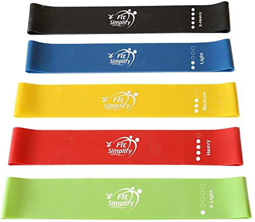 Fit Simplify Resistance Loop Exercise Bands with Instruction Guide and Carry Bag, Set of 5 Assorted - NewNest Australia