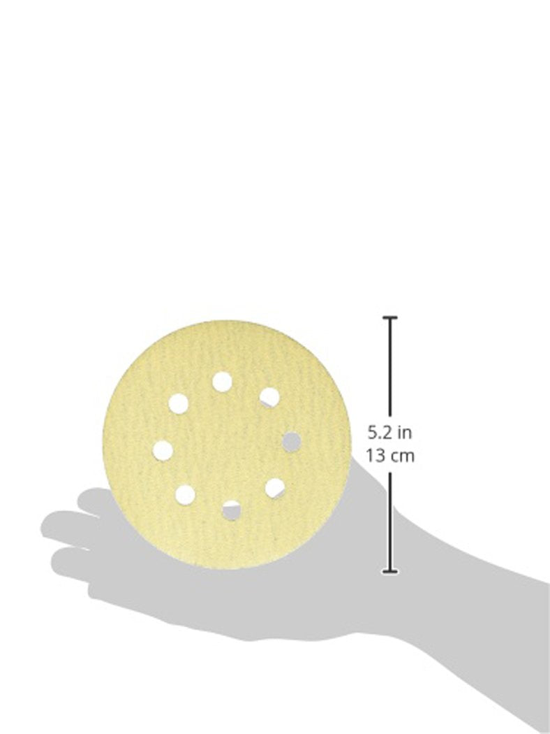 POWERTEC 44008G-50 Gold 5” Hook and Loop Sanding Disc | 8 Hole | 80 Grit – 50 Pack - NewNest Australia