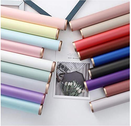 20 Sheets Pure color rose gold edge Flower Wrapping Paper,Florist Bouquet Supplies,DIY Crafts,Gift Packaging or Gift Box Packaging, Wraps Waterproof Floral Wrapping Paper 22.8 * 22.8Inch (Blue gem) Blue gem - NewNest Australia