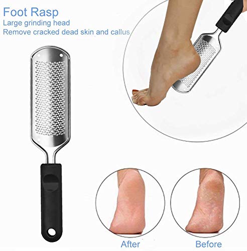 FOLAI Foot File Foot Pedicure Tool, Stainless Steel Foot File, Dead Skin Remover Foot Care Pedicure Tool for Cracked Feet, Make Foot Beauty and Extra Smooth(Silver) Silver - NewNest Australia