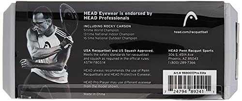 HEAD Racquetball Goggles - Pro Elite Anti Fog & Scratch Resistant Protective Eyewear w/ UV Protection Silver - NewNest Australia