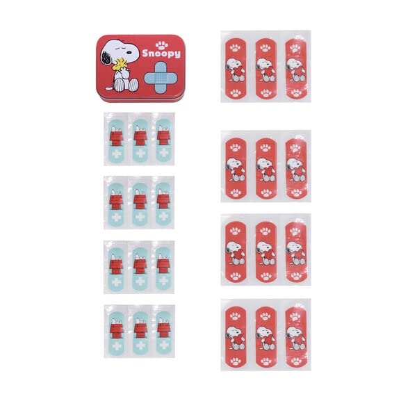 Snoopy Children's Plaster - Metal Box - 24 Plasters - Beautiful Design Plaster Storage Box for Children - Suitable for Backpack - Handbag Snoopy - NewNest Australia