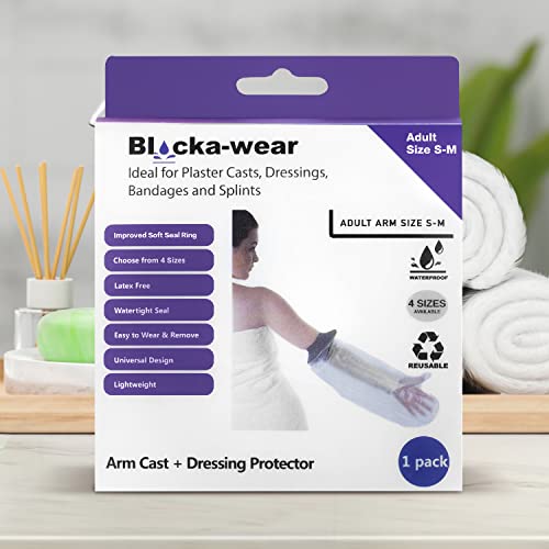 Blocka-wear Waterproof Cast Cover Arm Adult for Shower & Bath - Reusable Broken Arm Protector Sleeve Made With Stretchy Neoprene Seal & PVC Body – S-M, 57cm x 24cm, Grey Adult Size S-M - NewNest Australia