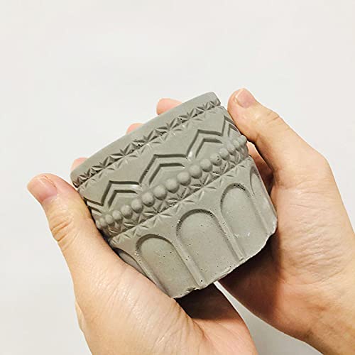 Concrete Flower Pot Silicone Molds Retro Pattern Art Design Silicone Planter Molds Succulent Plants Cement Clay Molds Epoxy Jewelry Storage Box Moulds - NewNest Australia