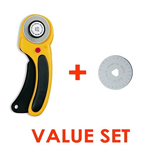 The maximum sharpness / Made in Japan /OLFA 45 mm tungsten steel Ergonomic Rotary Cutter & 45mm Rotary Blade Refill, 1-Pack Value Set - NewNest Australia